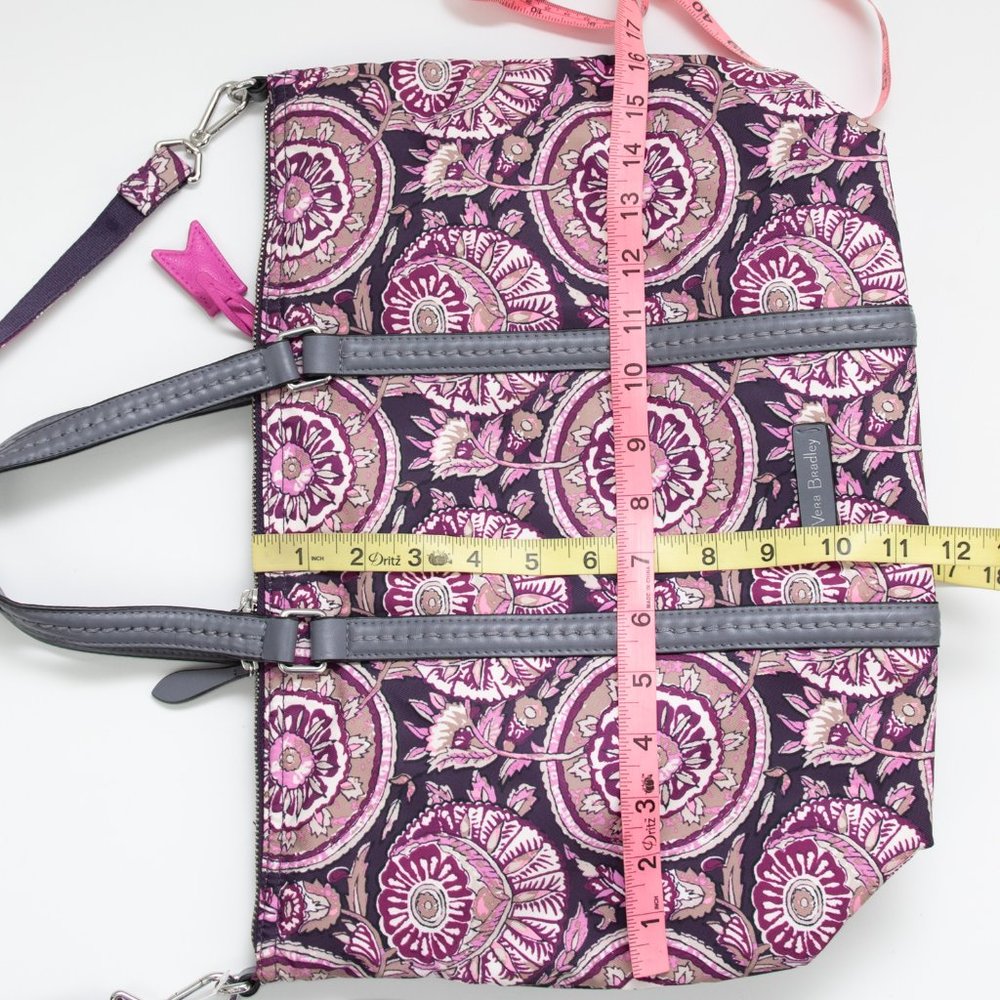 Vera Bradley Midtown Tote Travel Bag Large Office Lei Flowers Grey Purple - Picture 5 of 7